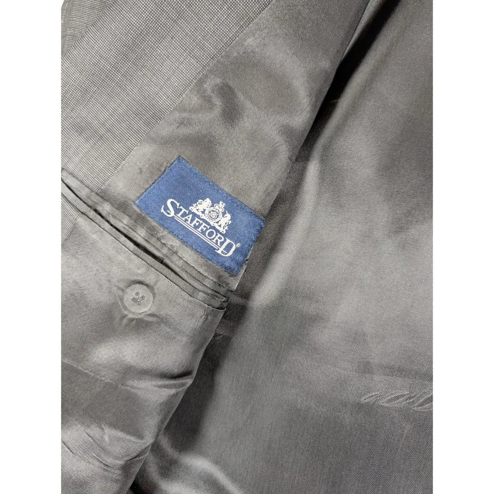 Stafford Mens Grey 100% Pure New Wool Blazer Sport Coat 48L 551-5035
